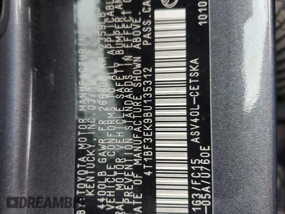 ✅ 2011 Toyota Camry LE • VIN: 4T1BF3EK9BU135312 • Лот: 82654375. Опубликован ранее на Copart с пробегом 151 698 миль. Бесплатный доступ к архиву аукционных продаж из США и подробный отчёт об истории автомобиля на DreamBid. Изображение 13.