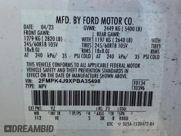 ✅ 2023 Ford Edge SEL • VIN: 2FMPK4J9XPBA35498 • Lot: 91294175. Listed on Copart with 35,381 mi. Free auction sales archive from the USA and detailed vehicle history report at DreamBid. Image 14.