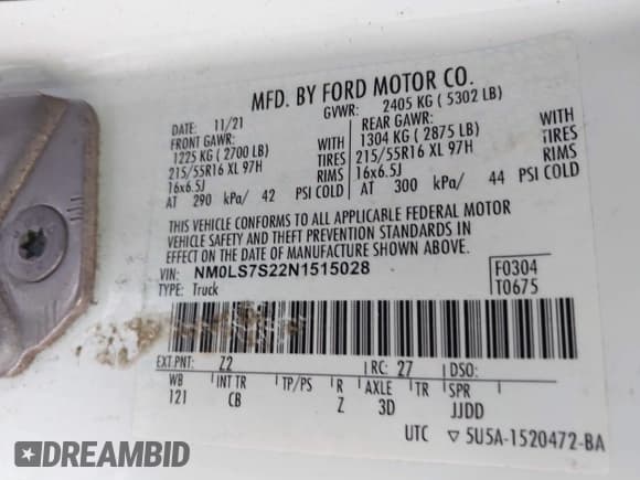 ✅ 2022 Ford Transit Connect XL • VIN: NM0LS7S22N1515028 • Lot: 43800920. Listed on IAAI with 31,762 mi. Free auction sales archive from the USA and detailed vehicle history report at DreamBid. Image 9.