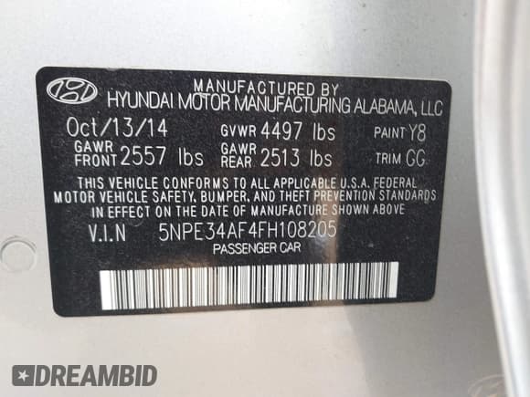 ✅ 2015 Hyundai Sonata Sport • VIN: 5NPE34AF4FH108205 • Лот: 43382150. Опубликован ранее на IAAI с пробегом 124 259 миль. Бесплатный доступ к архиву аукционных продаж из США и подробный отчёт об истории автомобиля на DreamBid. Изображение 9.