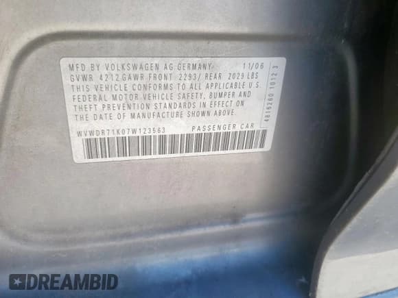 ✅ 2007 Volkswagen Rabbit • VIN: WVWDR71K07W123563 • Лот: 61220635. Опубликован ранее на Copart с пробегом 205 814 миль. Бесплатный доступ к архиву аукционных продаж из США и подробный отчёт об истории автомобиля на DreamBid. Изображение 12.