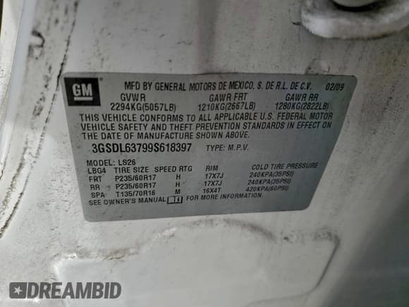 ✅ 2009 Saturn VUE XR • VIN: 3GSDL63799S618397 • Лот: 93994895. Опубликован ранее на Copart с пробегом 199 222 миль. Бесплатный доступ к архиву аукционных продаж из США и подробный отчёт об истории автомобиля на DreamBid. Изображение 12.