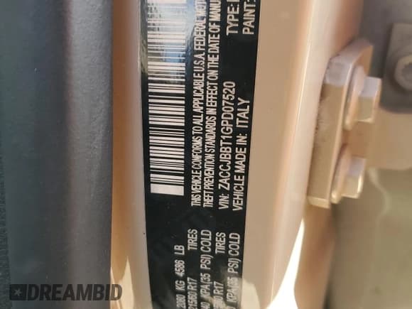 ✅ 2016 Jeep Renegade Latitude • VIN: ZACCJBBT1GPD07520 • Lot: 85424875. Listed on Copart with 87,471 mi. Free auction sales archive from the USA and detailed vehicle history report at DreamBid. Image 13.