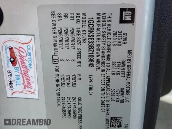 2011 Chevrolet Silverado 1500 LT с VIN 1GCRKSE33BZ109843, выставлен на аукционе Copart как лот 71820985 с пробегом 220 676 миль миль и Списание • Salvage title. История ставок и продаж доступна на DreamBid. Изображение 12.