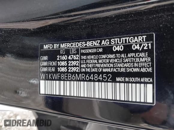✅ 2021 Mercedes-Benz C 300 • VIN: W1KWF8EB6MR648452 • Lot: 43049735. Wystawiony na IAAI z przebiegiem 49 656 mil. Bezpłatny archiwum sprzedaży aukcyjnych z USA i szczegółowy raport historii pojazdu na DreamBid. Zdjęcie 9.