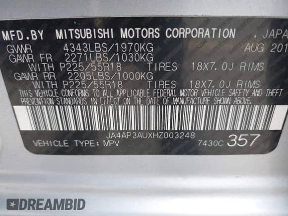 2017 Mitsubishi Outlander ES с VIN JA4AP3AUXHZ003248, выставлен на аукционе IAAI как лот 38843847 с пробегом 109 494 миль миль и . История ставок и продаж доступна на DreamBid. Изображение 9.