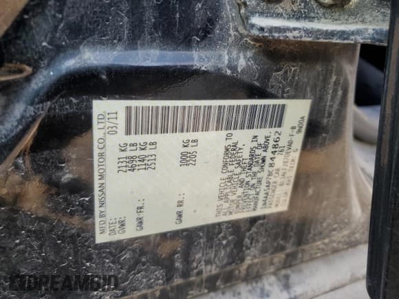 ✅ 2011 Nissan Maxima SV • VIN: 1N4AA5AP7BC844862 • Лот: 82363255. Опубликован ранее на Copart с пробегом Не указан. Бесплатный доступ к архиву аукционных продаж из США и подробный отчёт об истории автомобиля на DreamBid. Изображение 12.