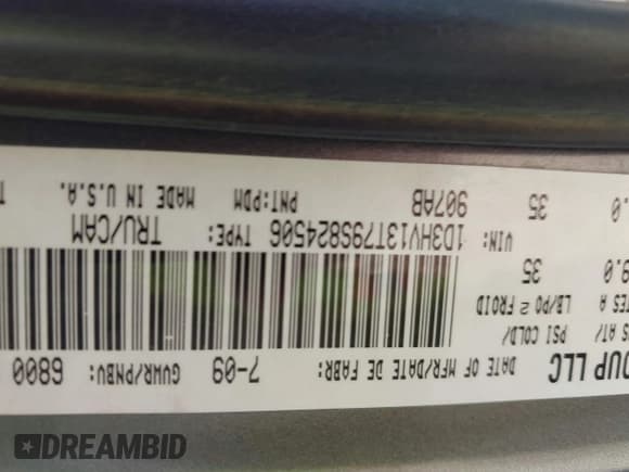 ✅ 2009 Dodge 1500 Laramie • VIN: 1D3HV13T79S824506 • Lot: 42373519. Wystawiony na IAAI z przebiegiem 305 976 mil. Bezpłatny archiwum sprzedaży aukcyjnych z USA i szczegółowy raport historii pojazdu na DreamBid. Zdjęcie 9.