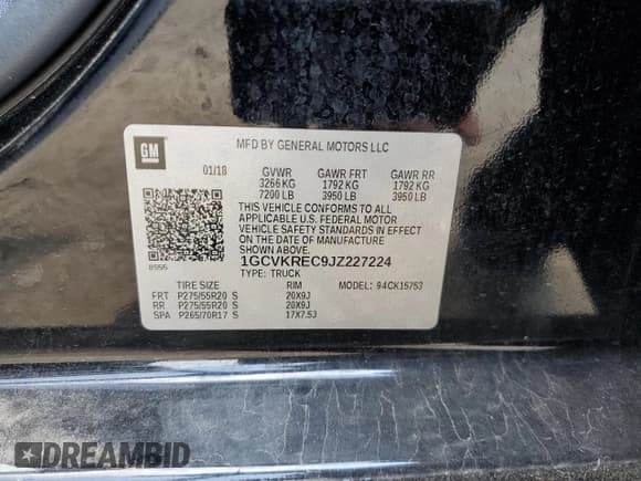 ✅ 2018 Chevrolet Silverado 1500 LT • VIN: 1GCVKREC9JZ227224 • Lot: 67712735. Wystawiony na Copart z przebiegiem 123 488 mil. Bezpłatny archiwum sprzedaży aukcyjnych z USA i szczegółowy raport historii pojazdu na DreamBid. Zdjęcie 12.