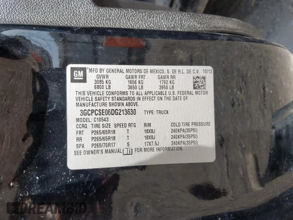 ✅ 2013 Chevrolet Silverado 1500 LT • VIN: 3GCPCSE06DG213630 • Lot: 43180548. Listed on IAAI with 167,431 mi. Free auction sales archive from the USA and detailed vehicle history report at DreamBid. Image 9.