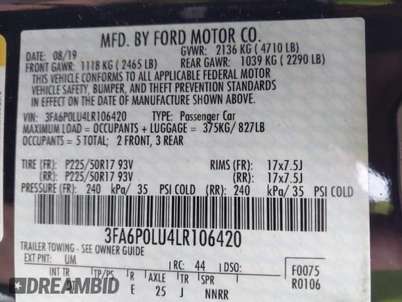 ✅ 2020 Ford Fusion SE • VIN: 3FA6P0LU4LR106420 • Лот: 43550092. Опубликован ранее на IAAI с пробегом 48 805 миль. Бесплатный доступ к архиву аукционных продаж из США и подробный отчёт об истории автомобиля на DreamBid. Изображение 9.