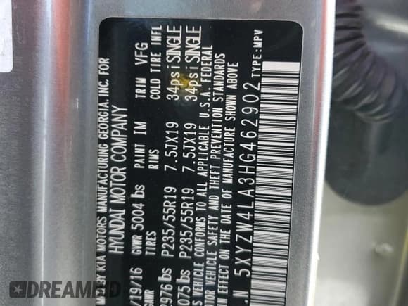 ✅ 2017 Hyundai Santa Fe Ultimate • VIN: 5XYZW4LA3HG462902 • Лот: 42781354. Опубликован ранее на Copart с пробегом 121 168 миль. Бесплатный доступ к архиву аукционных продаж из США и подробный отчёт об истории автомобиля на DreamBid. Изображение 12.