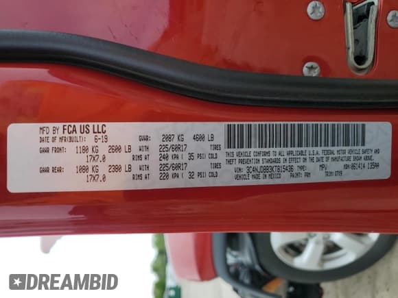 ✅ 2019 Jeep Compass Latitude • VIN: 3C4NJDBB3KT815436 • Лот: 56023625. Опубликован ранее на Copart с пробегом 86 529 миль. Бесплатный доступ к архиву аукционных продаж из США и подробный отчёт об истории автомобиля на DreamBid. Изображение 12.