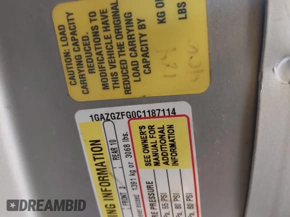 ✅ 2012 Chevrolet Express Passenger 1LS • VIN: 1GAZGZFG0C1187114 • Lot: 42462288. Listed on IAAI with 293,657 mi. Free auction sales archive from the USA and detailed vehicle history report at DreamBid. Image 9.