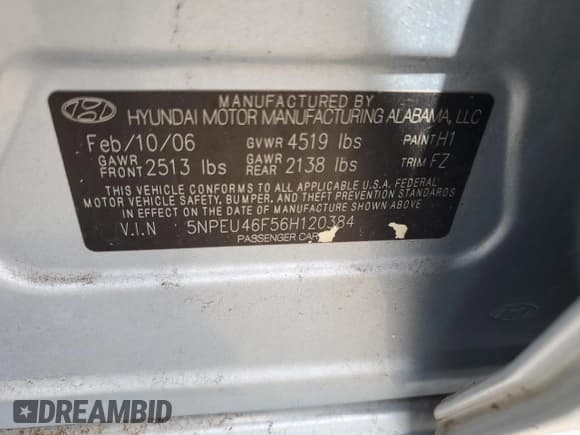 ✅ 2006 Hyundai Sonata GLS • VIN: 5NPEU46F56H120384 • Лот: 64714464. Опубликован ранее на Copart с пробегом 22 030 миль. Бесплатный доступ к архиву аукционных продаж из США и подробный отчёт об истории автомобиля на DreamBid. Изображение 12.