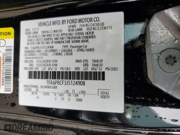 ✅ 2018 Ford Mustang GT • VIN: 1FA6P8CF3J5124908 • Lot: 92511125. Wystawiony na Copart z przebiegiem 81 481 mil. Bezpłatny archiwum sprzedaży aukcyjnych z USA i szczegółowy raport historii pojazdu na DreamBid. Zdjęcie 12.