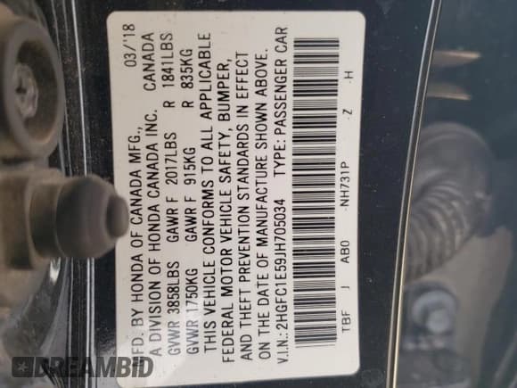 ✅ 2018 Honda Civic Si • VIN: 2HGFC1E59JH705034 • Lot: 87068525. Wystawiony na Copart z przebiegiem Nie podano. Bezpłatny archiwum sprzedaży aukcyjnych z USA i szczegółowy raport historii pojazdu na DreamBid. Zdjęcie 12.