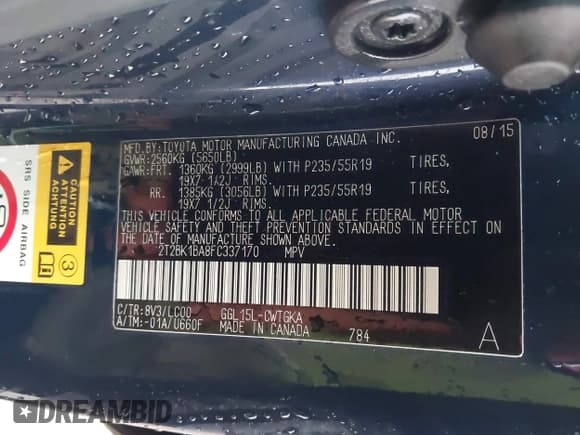 ✅ 2015 Lexus RX 350 • VIN: 2T2BK1BA8FC337170 • Lot: 43744342. Listed on IAAI with Not provided. Free auction sales archive from the USA and detailed vehicle history report at DreamBid. Image 9.