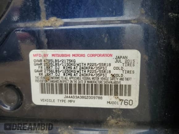 2016 Mitsubishi Outlander SE с VIN JA4AD3A38GZ009788, выставлен на аукционе Copart как лот 70997285 с пробегом 156 974 миль миль и Списание • Salvage title. История ставок и продаж доступна на DreamBid. Изображение 12.