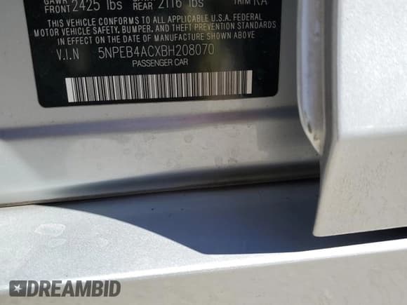 ✅ 2011 Hyundai Sonata GLS • VIN: 5NPEB4ACXBH208070 • Lot: 71791774. Listed on Copart with 165,818 mi. Free auction sales archive from the USA and detailed vehicle history report at DreamBid. Image 13.