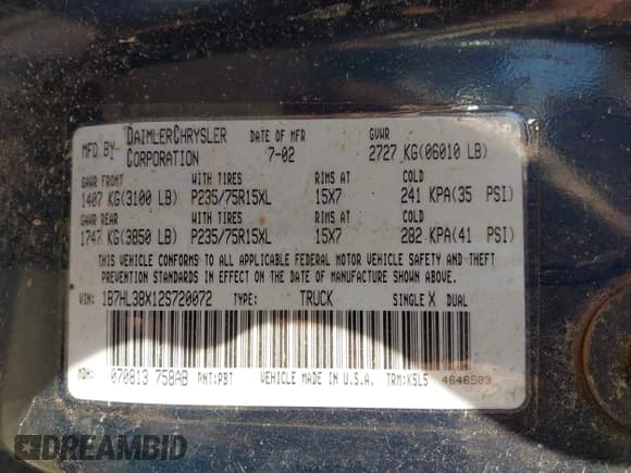 ✅ 2002 Dodge Dakota Sport • VIN: 1B7HL38X12S720072 • Лот: 43485947. Опубликован ранее на IAAI с пробегом 221 604 миль. Бесплатный доступ к архиву аукционных продаж из США и подробный отчёт об истории автомобиля на DreamBid. Изображение 9.