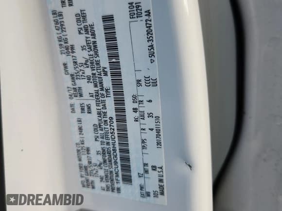 ✅ 2017 Ford Escape SE • VIN: 1FMCU9GD8HUD52709 • Lot: 92087095. Wystawiony na Copart z przebiegiem 78 559 mil. Bezpłatny archiwum sprzedaży aukcyjnych z USA i szczegółowy raport historii pojazdu na DreamBid. Zdjęcie 13.