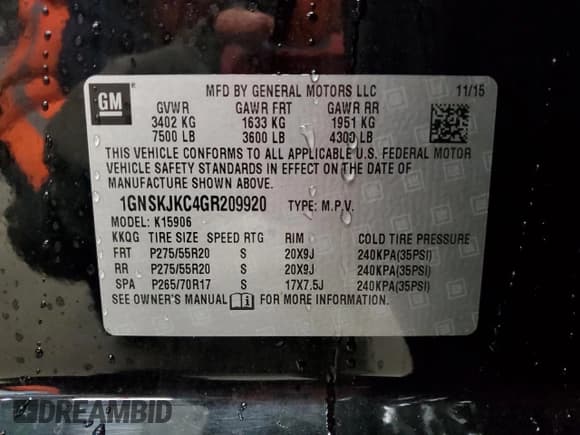 ✅ 2016 Chevrolet Suburban LTZ • VIN: 1GNSKJKC4GR209920 • Lot: 82536614. Wystawiony na Copart z przebiegiem 135 149 mil. Bezpłatny archiwum sprzedaży aukcyjnych z USA i szczegółowy raport historii pojazdu na DreamBid. Zdjęcie 13.