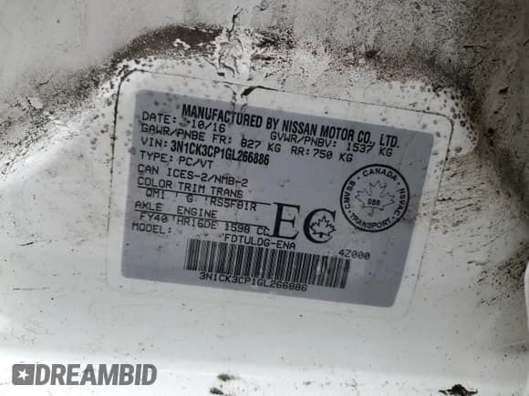 ✅ 2016 Nissan Micra S • VIN: 3N1CK3CP1GL266886 • Lot: 51758085. Listed on Copart with 150,639 mi. Free auction sales archive from the USA and detailed vehicle history report at DreamBid. Image 12.