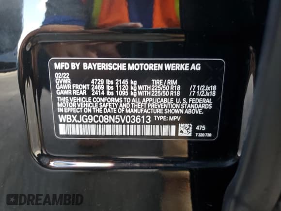 ✅ 2022 BMW X1 xDrive28i • VIN: WBXJG9C08N5V03613 • Lot: 47483485. Listed on Copart with 7,296 mi. Free auction sales archive from the USA and detailed vehicle history report at DreamBid. Image 13.