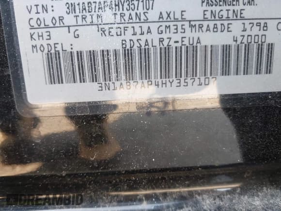 ✅ 2017 Nissan Sentra S • VIN: 3N1AB7AP4HY357107 • Lot: 43164419. Listed on IAAI with Not provided. Free auction sales archive from the USA and detailed vehicle history report at DreamBid. Image 9.