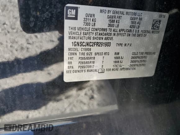 ✅ 2015 Chevrolet Suburban LT • VIN: 1GNSCJKC2FR291903 • Lot: 79424704. Wystawiony na Copart z przebiegiem 220 657 mil. Bezpłatny archiwum sprzedaży aukcyjnych z USA i szczegółowy raport historii pojazdu na DreamBid. Zdjęcie 13.