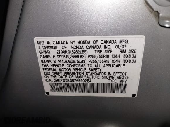 ✅ 2007 Acura MDX Technology • VIN: 2HNYD28367H520284 • Лот: 43372521. Опубликован ранее на IAAI с пробегом 209 290 миль. Бесплатный доступ к архиву аукционных продаж из США и подробный отчёт об истории автомобиля на DreamBid. Изображение 9.