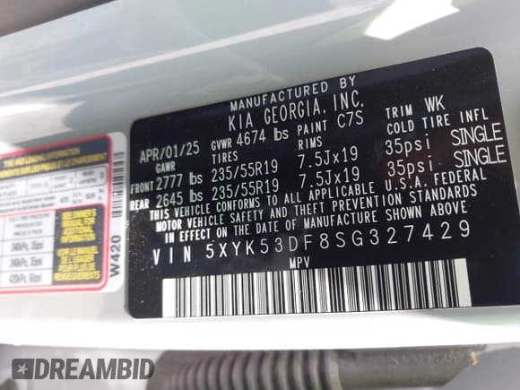 ✅ 2025 Kia Sportage SX-Prestige • VIN: 5XYK53DF8SG327429 • Lot: 43130510. Listed on IAAI with 7,563 mi. Free auction sales archive from the USA and detailed vehicle history report at DreamBid. Image 9.