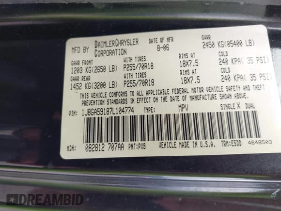 ✅ 2007 Jeep Wrangler Unlimited Sahara • VIN: 1J8GA59187L104774 • Lot: 42485359. Listed on IAAI with 192,254 mi. Free auction sales archive from the USA and detailed vehicle history report at DreamBid. Image 9.