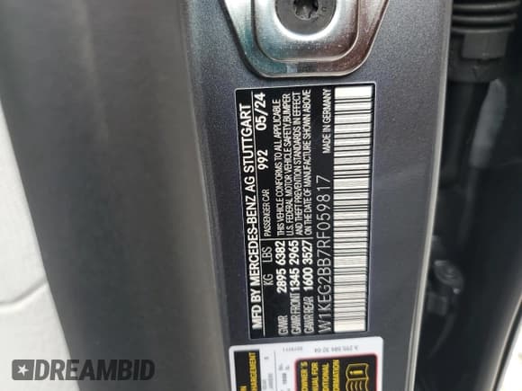 ✅ 2024 Mercedes-Benz EQE 350+ • VIN: W1KEG2BB7RF059817 • Lot: 70983935. Listed on Copart with Not provided. Free auction sales archive from the USA and detailed vehicle history report at DreamBid. Image 12.