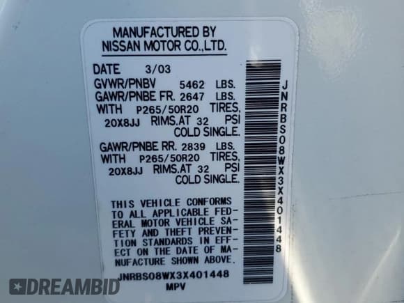 ✅ 2003 Infiniti FX Options • VIN: JNRBS08WX3X401448 • Lot: 81472875. Listed on Copart with 137,161 mi. Free auction sales archive from the USA and detailed vehicle history report at DreamBid. Image 14.