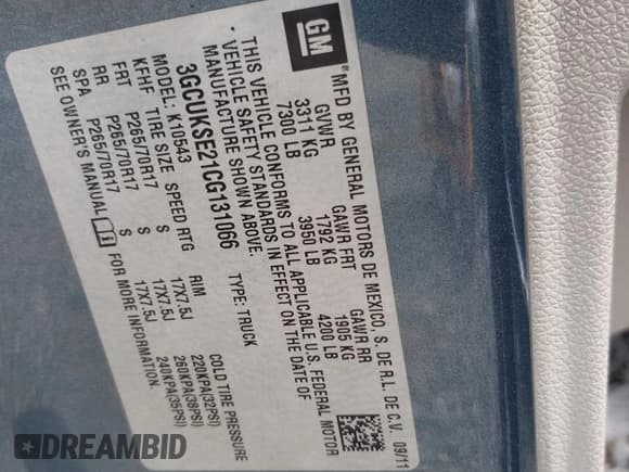 ✅ 2012 Chevrolet Silverado 1500 LT • VIN: 3GCUKSE21CG131066 • Lot: 68064695. Listed on Copart with 213,763 mi. Free auction sales archive from the USA and detailed vehicle history report at DreamBid. Image 12.