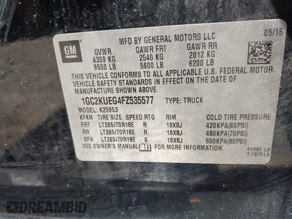 ✅ 2015 Chevrolet Silverado 2500HD Work Truck • VIN: 1GC2KUEG4FZ535577 • Lot: 42205477. Wystawiony na IAAI z przebiegiem 164 766 mil. Bezpłatny archiwum sprzedaży aukcyjnych z USA i szczegółowy raport historii pojazdu na DreamBid. Zdjęcie 9.