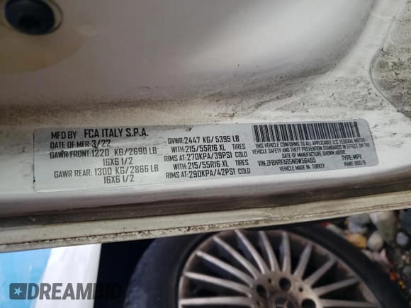 ✅ 2022 Ram ProMaster City Cargo Tradesman • VIN: ZFBHRFAB5N6W56455 • Lot: 94834375. Listed on Copart with 50,581 mi. Free auction sales archive from the USA and detailed vehicle history report at DreamBid. Image 13.