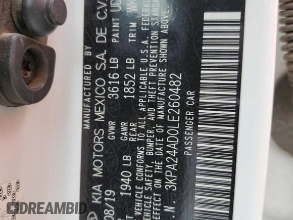 ✅ 2020 Kia Rio S • VIN: 3KPA24AD0LE260482 • Лот: 86301255. Опубликован ранее на Copart с пробегом 118 855 миль. Бесплатный доступ к архиву аукционных продаж из США и подробный отчёт об истории автомобиля на DreamBid. Изображение 12.
