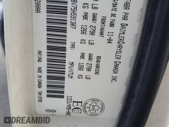 2005 Dodge Magnum SE z VIN 2D4FV48V75H591307, wystawiony jako Copart lot #47883965 z przebiegiem 174 128 mil mil oraz Szkoda całkowita • Salvage title. Historia ofert i sprzedaży dostępna na DreamBid. Obrazek 13.