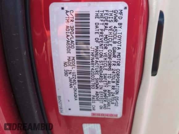 ✅ 2002 Lexus SC 430 • VIN: JTHFN48Y420031783 • Lot: 75011304. Wystawiony na Copart z przebiegiem Nie podano. Bezpłatny archiwum sprzedaży aukcyjnych z USA i szczegółowy raport historii pojazdu na DreamBid. Zdjęcie 13.