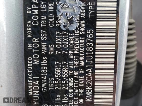 ✅ 2018 Hyundai Kona SEL • VIN: KM8K2CAA1JU183765 • Lot: 47304664. Listed on Copart with 52,248 mi. Free auction sales archive from the USA and detailed vehicle history report at DreamBid. Image 12.