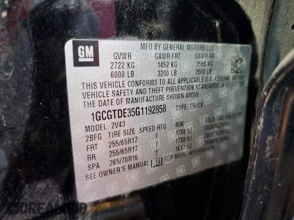 ✅ 2016 Chevrolet Colorado 4WD Z71 • VIN: 1GCGTDE35G1192858 • Лот: 81048904. Опубликован ранее на Copart с пробегом 153 891 миль. Бесплатный доступ к архиву аукционных продаж из США и подробный отчёт об истории автомобиля на DreamBid. Изображение 12.