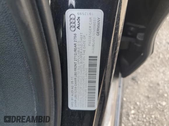 ✅ 2012 Audi A6 Prestige • VIN: WAUBGAFC7CN006037 • Lot: 58420045. Wystawiony na Copart z przebiegiem 82 294 mil. Bezpłatny archiwum sprzedaży aukcyjnych z USA i szczegółowy raport historii pojazdu na DreamBid. Zdjęcie 12.