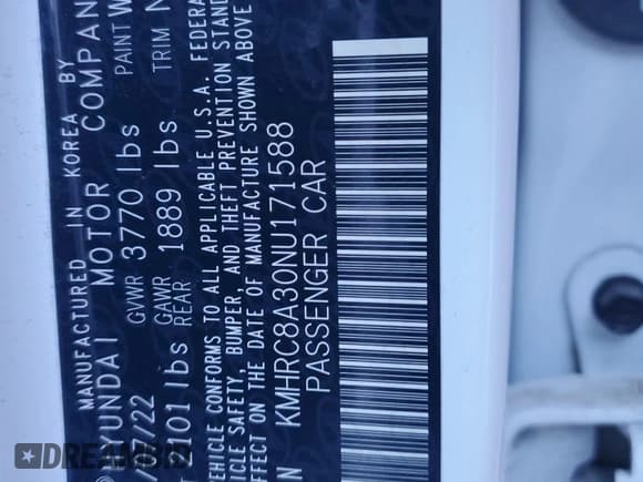 ✅ 2022 Hyundai Venue Limited • VIN: KMHRC8A30NU171588 • Lot: 83205104. Listed on Copart with 58,407 mi. Free auction sales archive from the USA and detailed vehicle history report at DreamBid. Image 12.