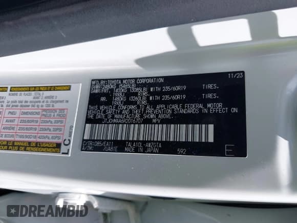 ✅ 2024 Lexus RX 350 • VIN: JTJCHMAA6R2016707 • Lot: 43403782. Listed on IAAI with 35,588 mi. Free auction sales archive from the USA and detailed vehicle history report at DreamBid. Image 9.