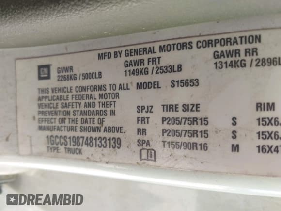 ✅ 2004 Chevrolet Colorado Z85 • VIN: 1GCCS198748133139 • Lot: 43123921. Wystawiony na IAAI z przebiegiem 220 643 mil. Bezpłatny archiwum sprzedaży aukcyjnych z USA i szczegółowy raport historii pojazdu na DreamBid. Zdjęcie 9.
