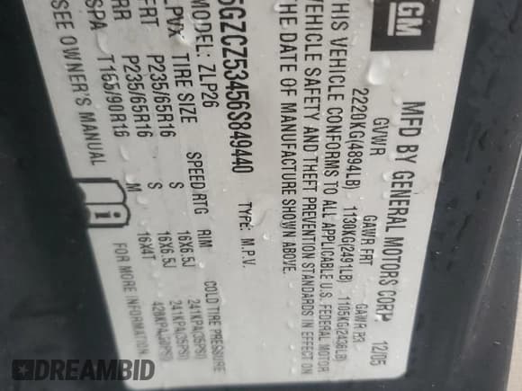 ✅ 2006 Saturn VUE • VIN: 5GZCZ53456S849440 • Lot: 46906485. Wystawiony na Copart z przebiegiem 188 328 mil. Bezpłatny archiwum sprzedaży aukcyjnych z USA i szczegółowy raport historii pojazdu na DreamBid. Zdjęcie 13.