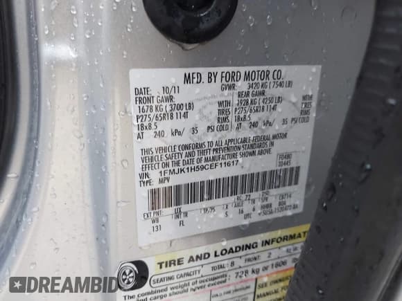 ✅ 2012 Ford Expedition Max King Ranch • VIN: 1FMJK1H59CEF11617 • Lot: 40992807. Wystawiony na IAAI z przebiegiem 240 090 mil. Bezpłatny archiwum sprzedaży aukcyjnych z USA i szczegółowy raport historii pojazdu na DreamBid. Zdjęcie 9.